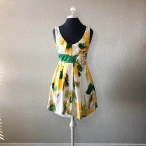 Teeze Me Yellow and Green Floral Semi-Formal Dress